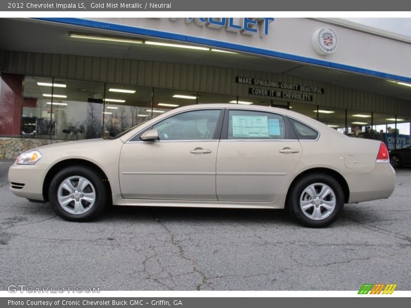 Gold Mist Metallic / Neutral 2012 Chevrolet Impala LS