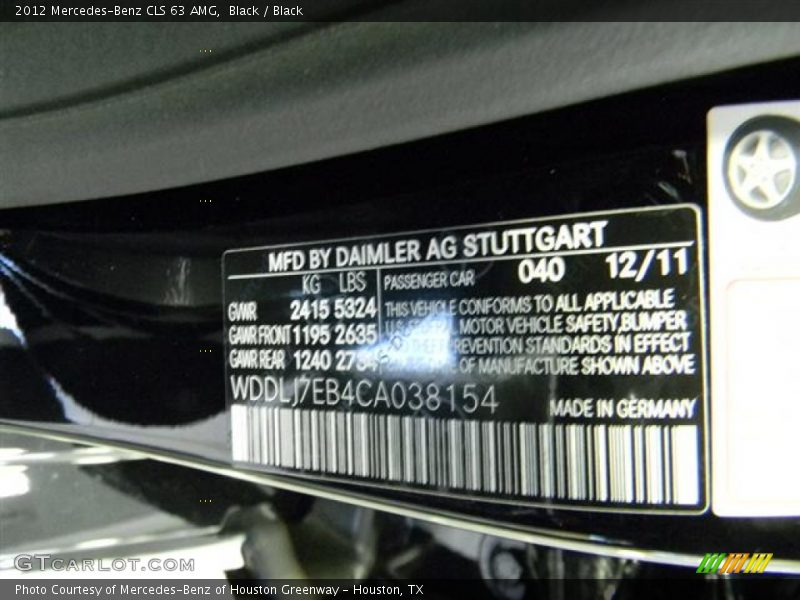 Black / Black 2012 Mercedes-Benz CLS 63 AMG