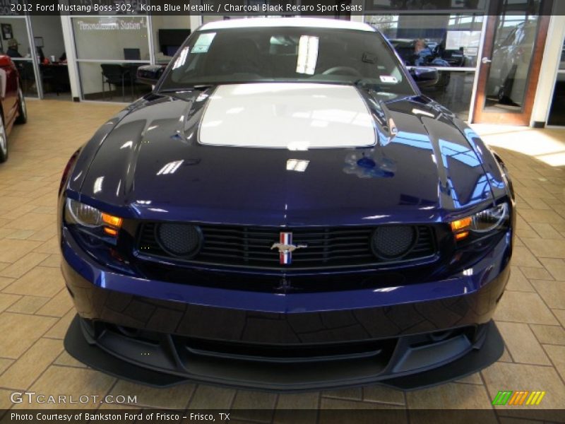 Kona Blue Metallic / Charcoal Black Recaro Sport Seats 2012 Ford Mustang Boss 302