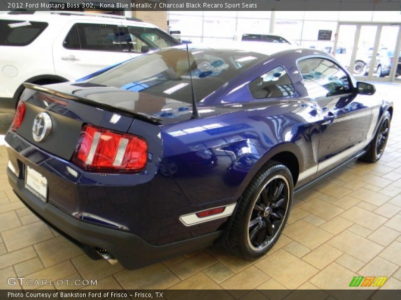 Kona Blue Metallic / Charcoal Black Recaro Sport Seats 2012 Ford Mustang Boss 302
