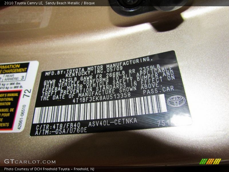 Sandy Beach Metallic / Bisque 2010 Toyota Camry LE
