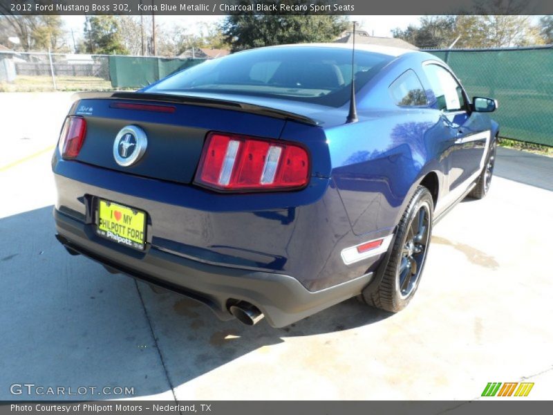 Kona Blue Metallic / Charcoal Black Recaro Sport Seats 2012 Ford Mustang Boss 302