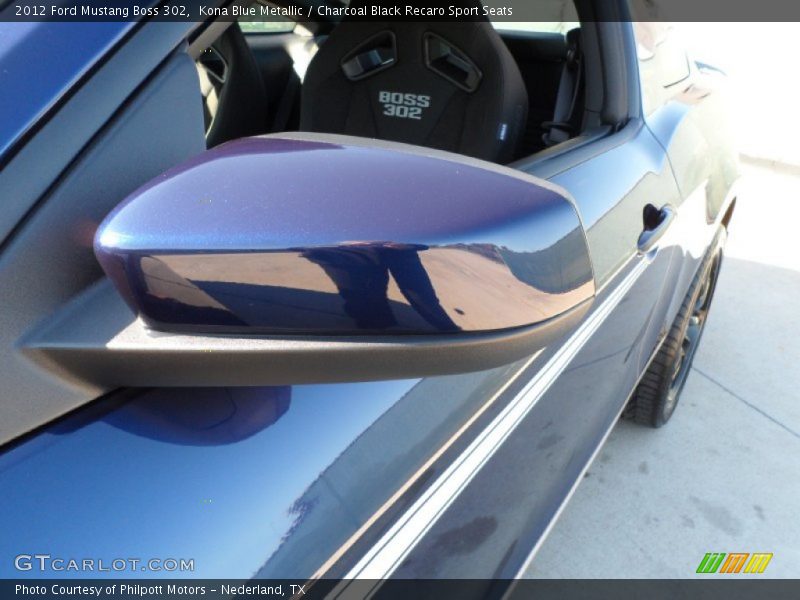 Kona Blue Metallic / Charcoal Black Recaro Sport Seats 2012 Ford Mustang Boss 302