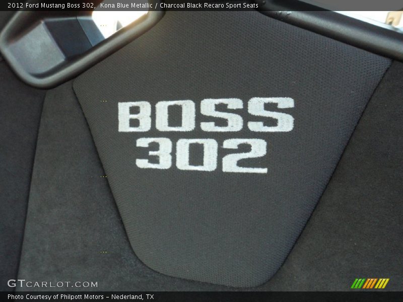 Kona Blue Metallic / Charcoal Black Recaro Sport Seats 2012 Ford Mustang Boss 302