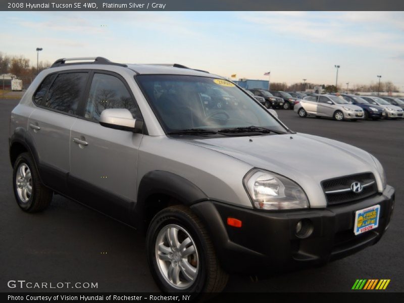 Platinum Silver / Gray 2008 Hyundai Tucson SE 4WD