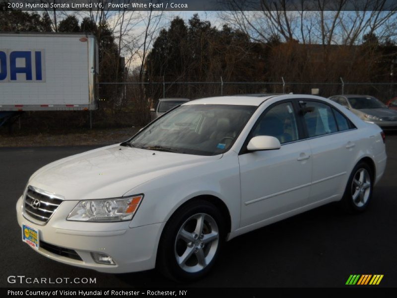Powder White Pearl / Cocoa 2009 Hyundai Sonata Limited V6