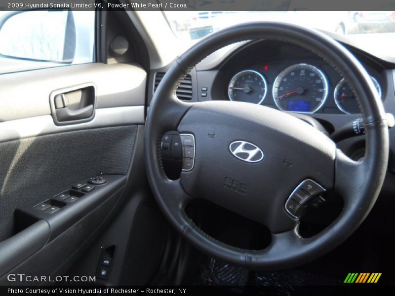 Powder White Pearl / Cocoa 2009 Hyundai Sonata Limited V6