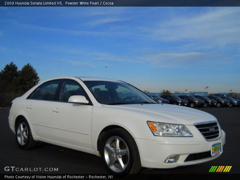Powder White Pearl / Cocoa 2009 Hyundai Sonata Limited V6