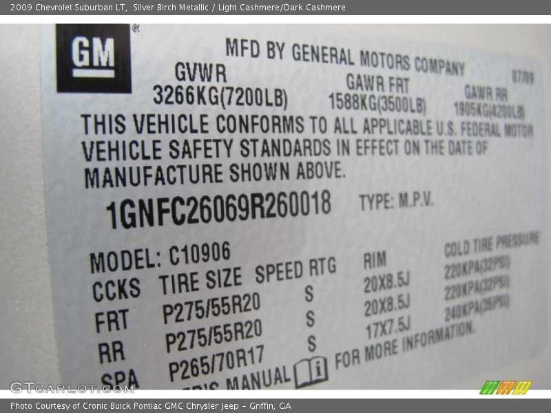 Silver Birch Metallic / Light Cashmere/Dark Cashmere 2009 Chevrolet Suburban LT