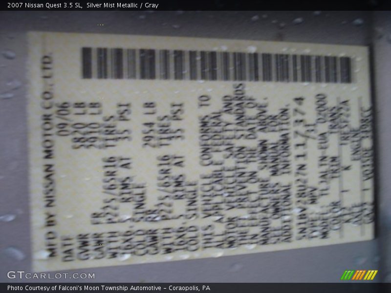 Silver Mist Metallic / Gray 2007 Nissan Quest 3.5 SL