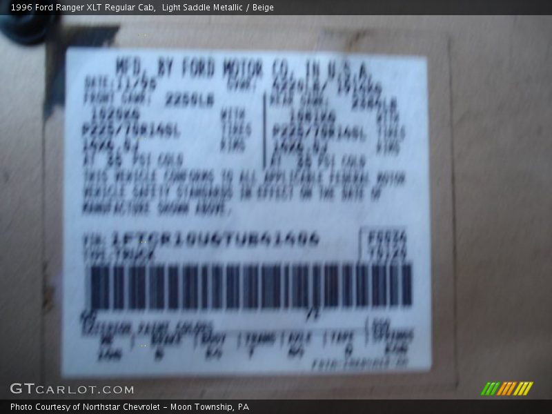 Light Saddle Metallic / Beige 1996 Ford Ranger XLT Regular Cab
