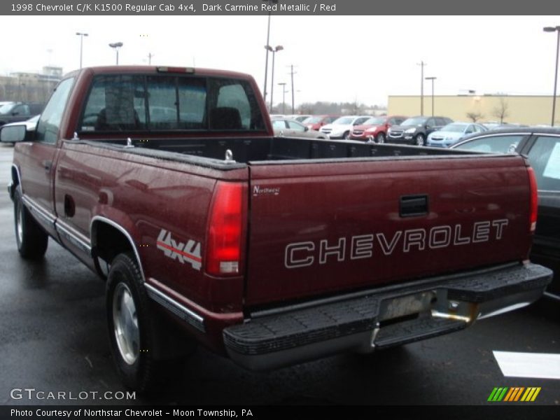 Dark Carmine Red Metallic / Red 1998 Chevrolet C/K K1500 Regular Cab 4x4