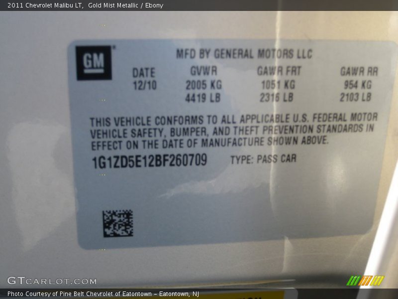 Gold Mist Metallic / Ebony 2011 Chevrolet Malibu LT