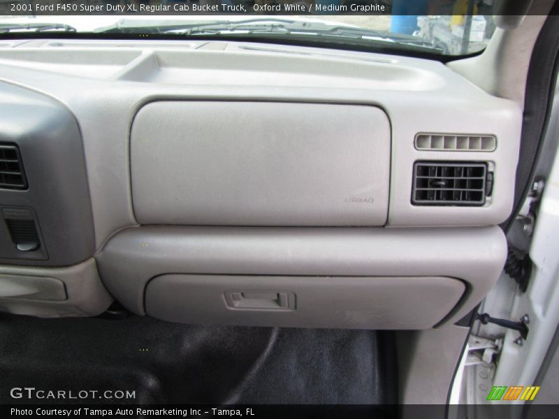 Oxford White / Medium Graphite 2001 Ford F450 Super Duty XL Regular Cab Bucket Truck