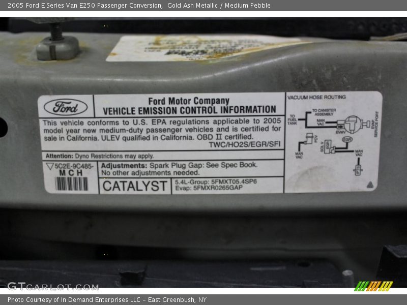 Info Tag of 2005 E Series Van E250 Passenger Conversion