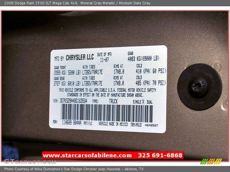 Mineral Gray Metallic / Medium Slate Gray 2008 Dodge Ram 2500 SLT Mega Cab 4x4