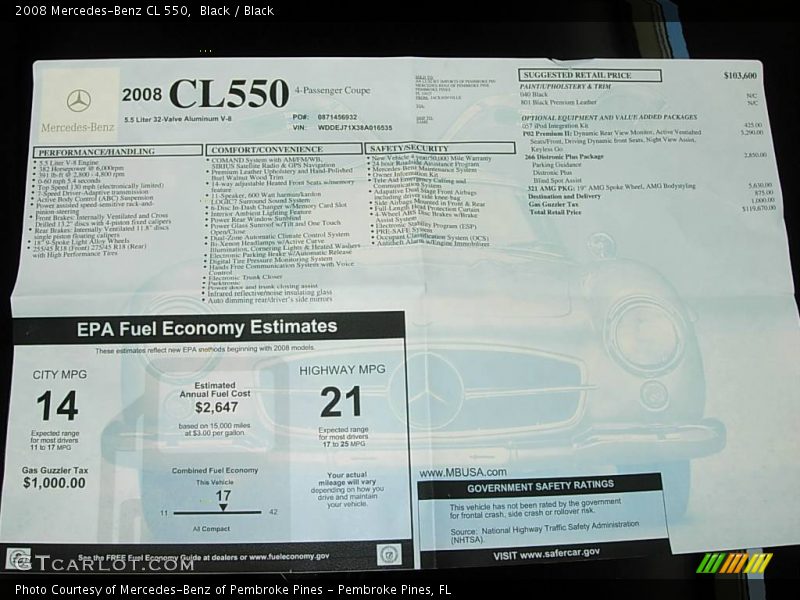 Black / Black 2008 Mercedes-Benz CL 550