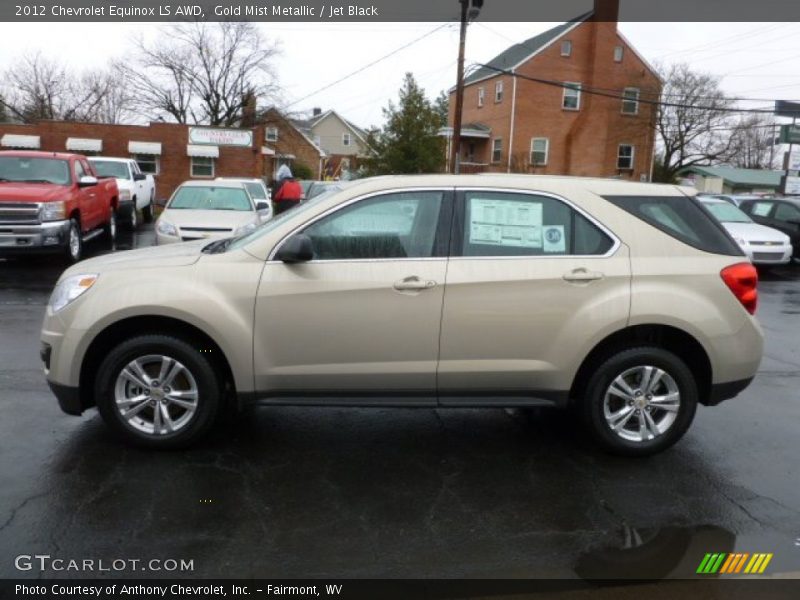 Gold Mist Metallic / Jet Black 2012 Chevrolet Equinox LS AWD