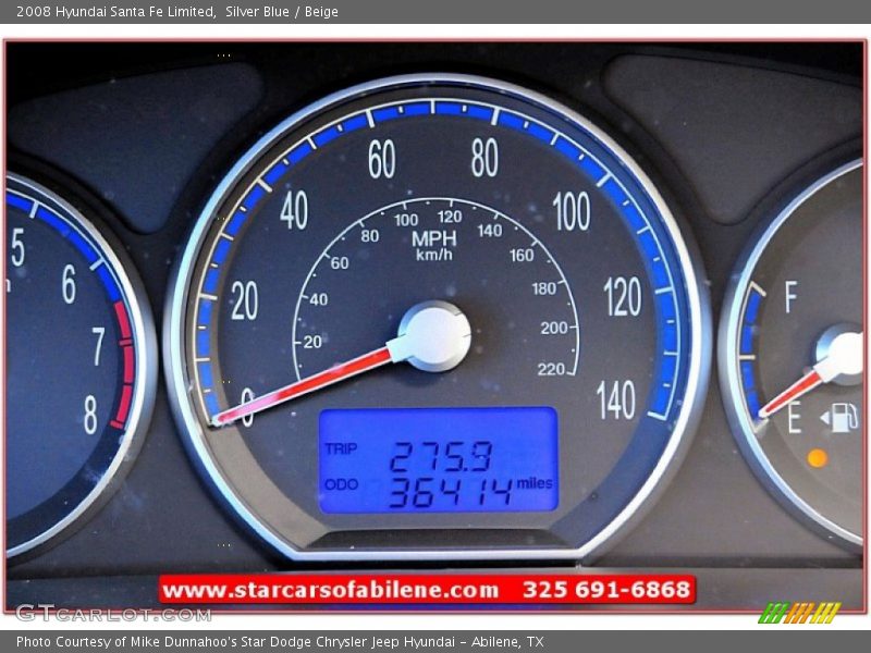 Silver Blue / Beige 2008 Hyundai Santa Fe Limited
