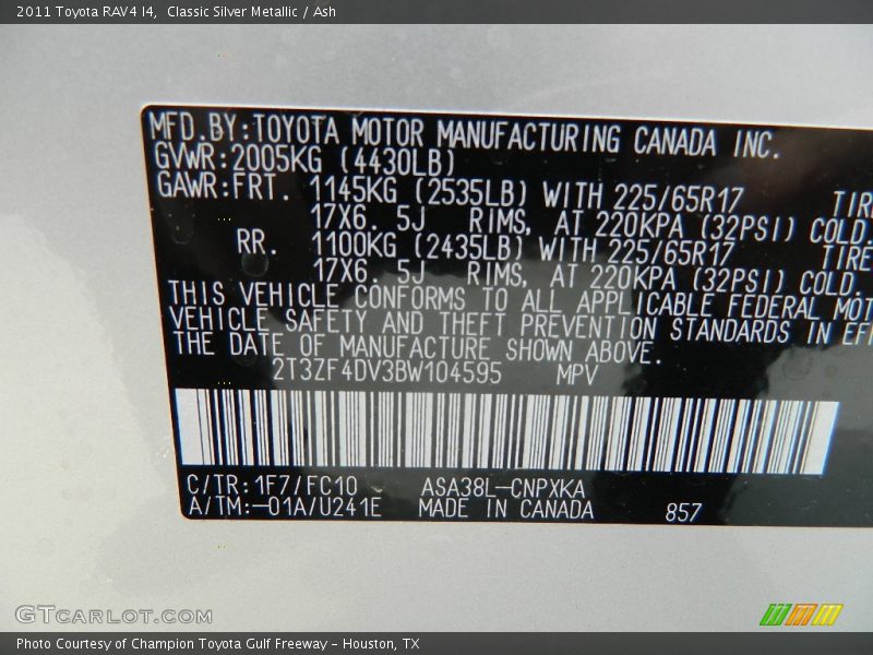 Classic Silver Metallic / Ash 2011 Toyota RAV4 I4