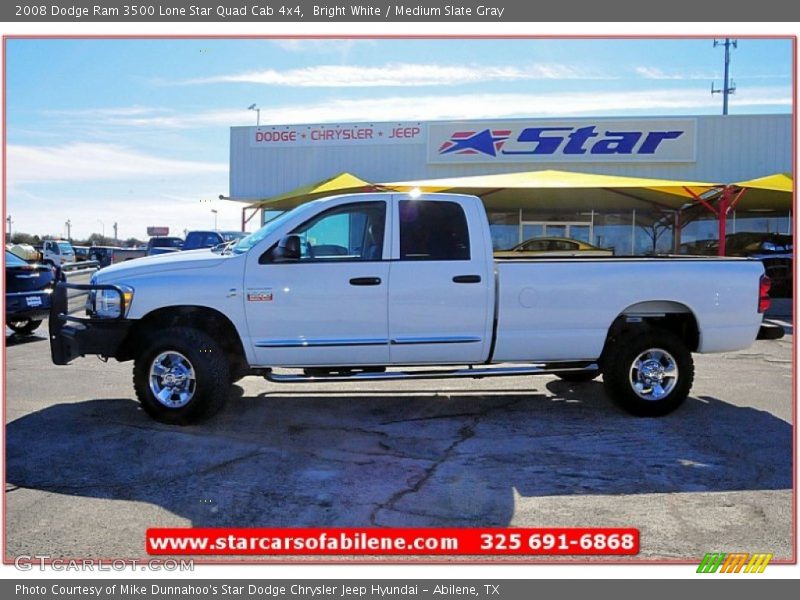 Bright White / Medium Slate Gray 2008 Dodge Ram 3500 Lone Star Quad Cab 4x4