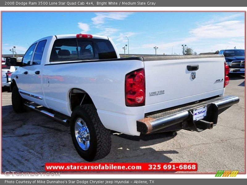 Bright White / Medium Slate Gray 2008 Dodge Ram 3500 Lone Star Quad Cab 4x4