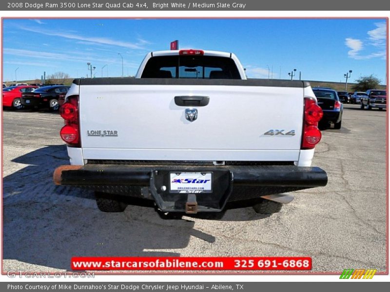 Bright White / Medium Slate Gray 2008 Dodge Ram 3500 Lone Star Quad Cab 4x4
