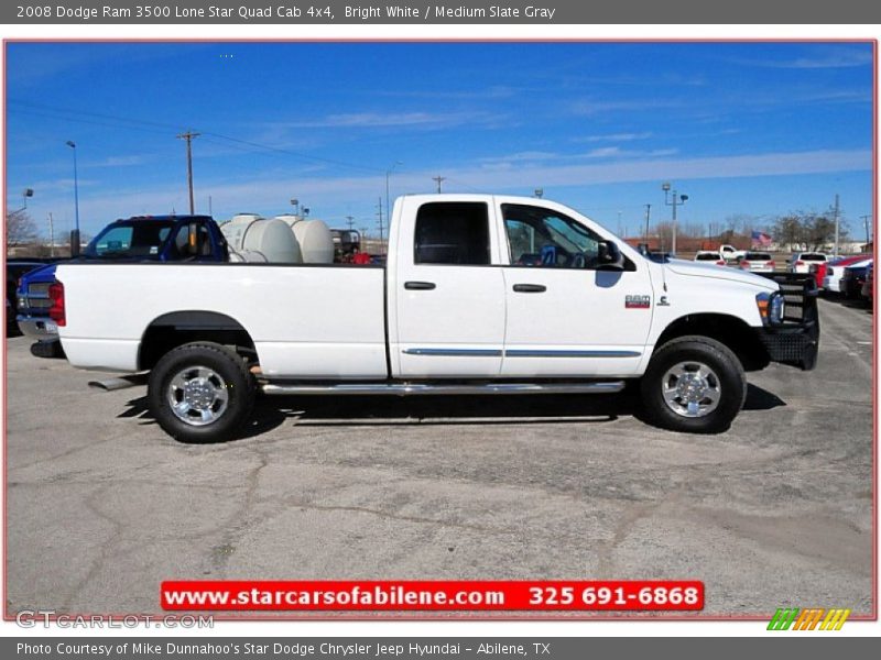 Bright White / Medium Slate Gray 2008 Dodge Ram 3500 Lone Star Quad Cab 4x4