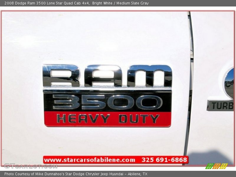 Bright White / Medium Slate Gray 2008 Dodge Ram 3500 Lone Star Quad Cab 4x4