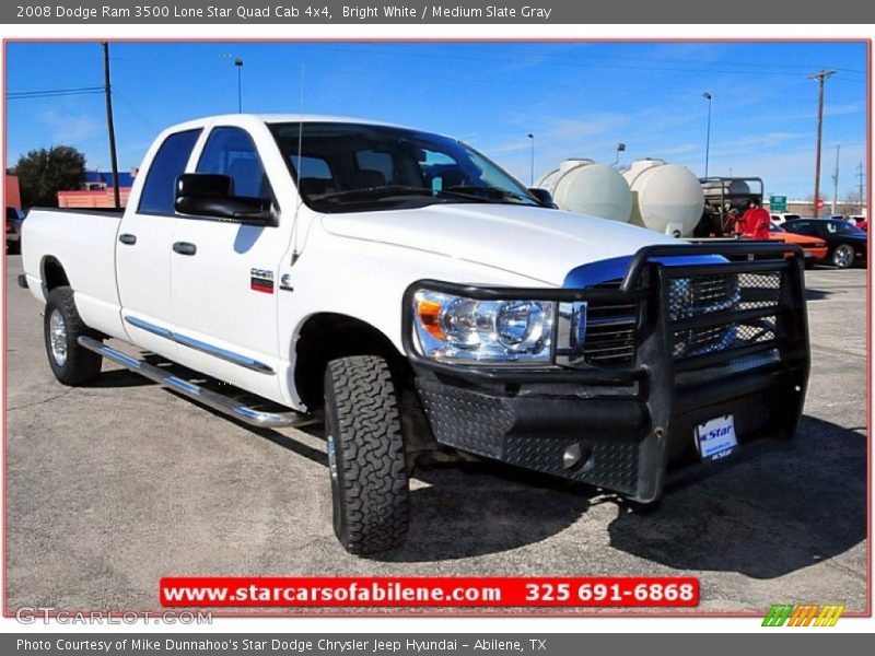 Bright White / Medium Slate Gray 2008 Dodge Ram 3500 Lone Star Quad Cab 4x4