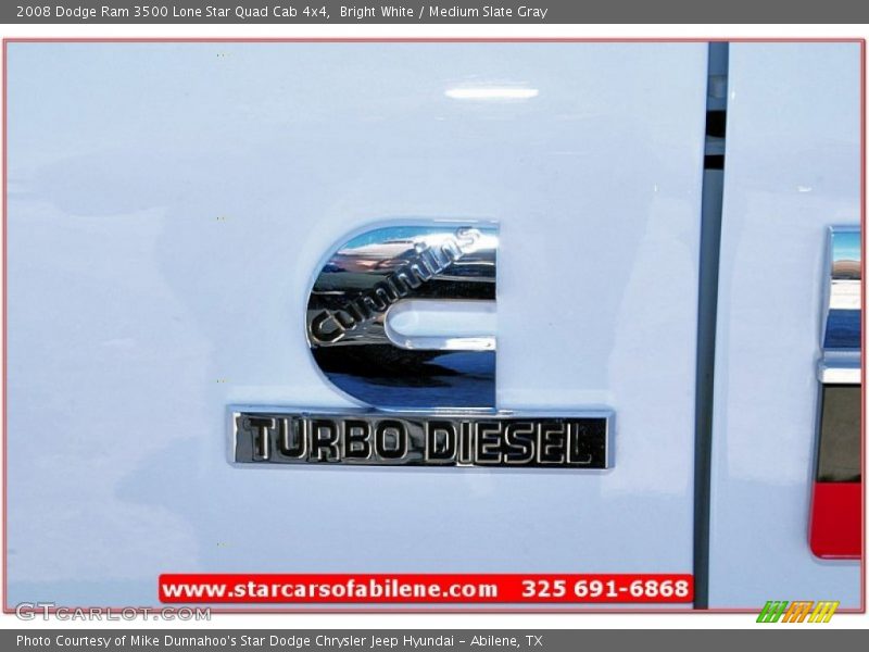 Bright White / Medium Slate Gray 2008 Dodge Ram 3500 Lone Star Quad Cab 4x4