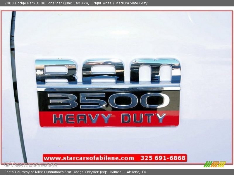 Bright White / Medium Slate Gray 2008 Dodge Ram 3500 Lone Star Quad Cab 4x4