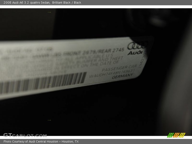 Brilliant Black / Black 2008 Audi A6 3.2 quattro Sedan