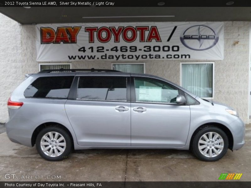 Silver Sky Metallic / Light Gray 2012 Toyota Sienna LE AWD