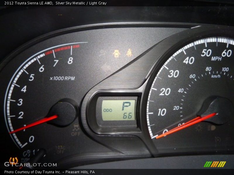 Silver Sky Metallic / Light Gray 2012 Toyota Sienna LE AWD