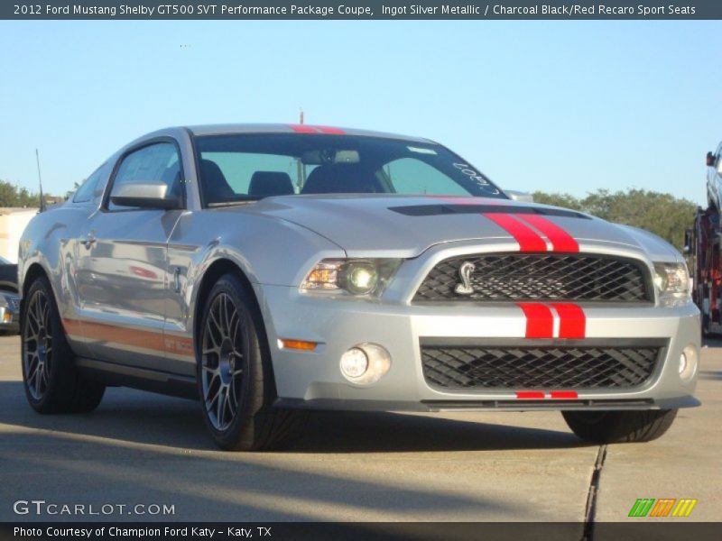 Ingot Silver Metallic / Charcoal Black/Red Recaro Sport Seats 2012 Ford Mustang Shelby GT500 SVT Performance Package Coupe