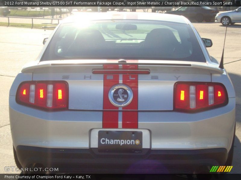 Ingot Silver Metallic / Charcoal Black/Red Recaro Sport Seats 2012 Ford Mustang Shelby GT500 SVT Performance Package Coupe