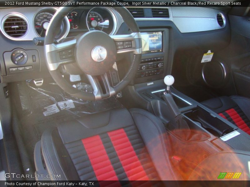 Ingot Silver Metallic / Charcoal Black/Red Recaro Sport Seats 2012 Ford Mustang Shelby GT500 SVT Performance Package Coupe
