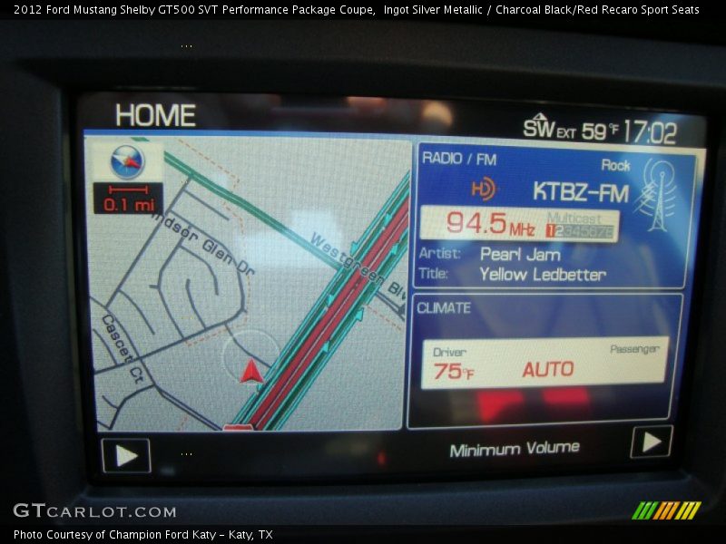 Navigation of 2012 Mustang Shelby GT500 SVT Performance Package Coupe