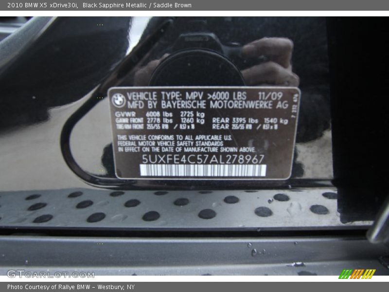 Black Sapphire Metallic / Saddle Brown 2010 BMW X5 xDrive30i
