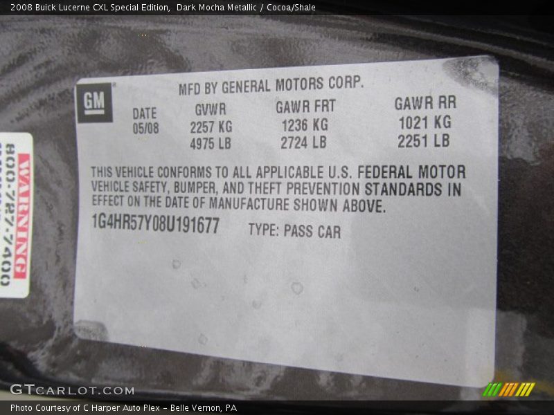 Dark Mocha Metallic / Cocoa/Shale 2008 Buick Lucerne CXL Special Edition
