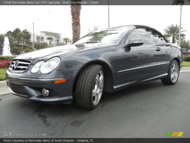 Steel Grey Metallic / Stone 2008 Mercedes-Benz CLK 550 Cabriolet