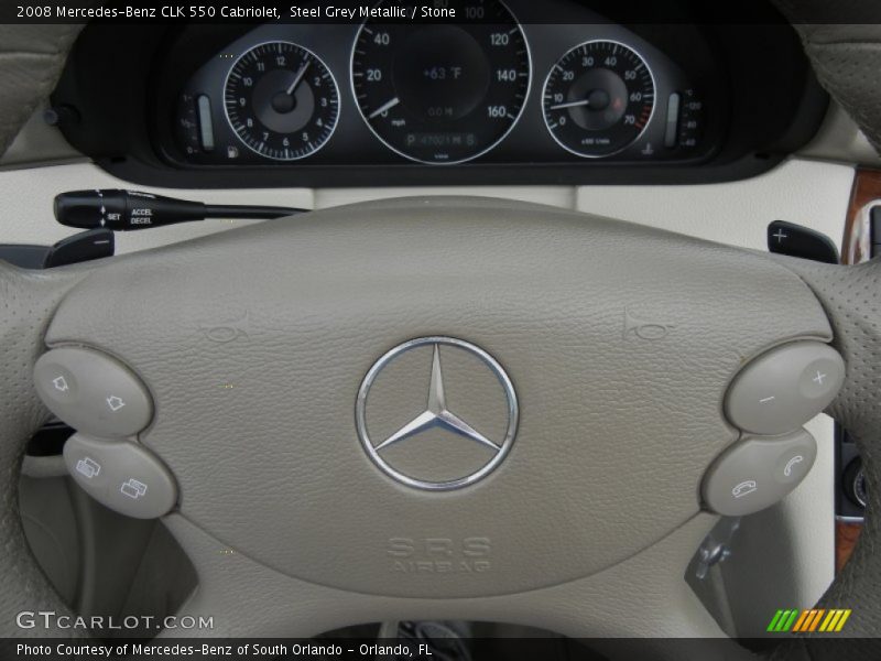 Steel Grey Metallic / Stone 2008 Mercedes-Benz CLK 550 Cabriolet