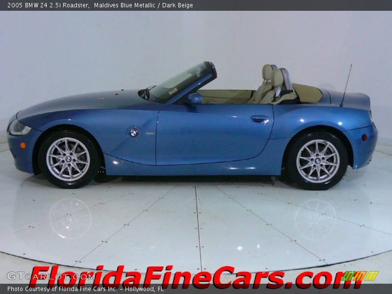 Maldives Blue Metallic / Dark Beige 2005 BMW Z4 2.5i Roadster