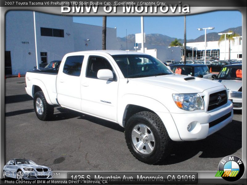 Super White / Graphite Gray 2007 Toyota Tacoma V6 PreRunner TRD Sport Double Cab