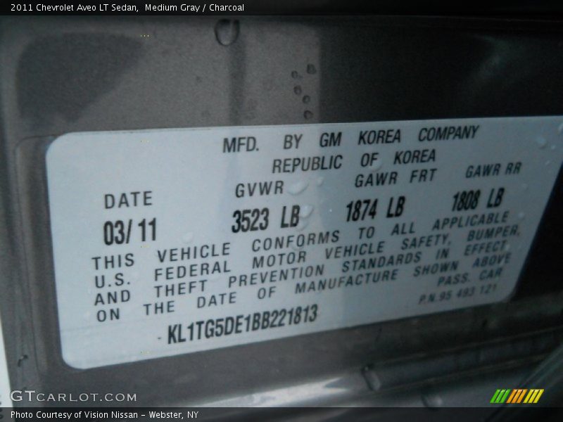 Medium Gray / Charcoal 2011 Chevrolet Aveo LT Sedan