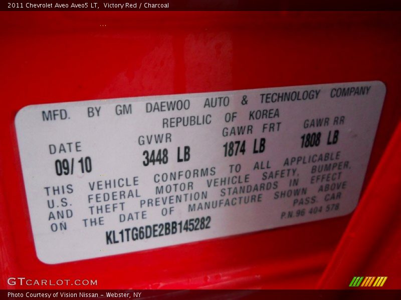 Victory Red / Charcoal 2011 Chevrolet Aveo Aveo5 LT
