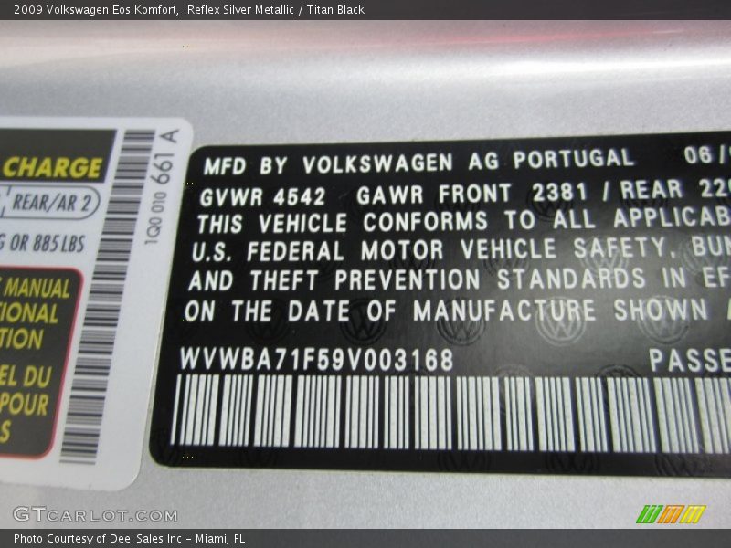 Reflex Silver Metallic / Titan Black 2009 Volkswagen Eos Komfort