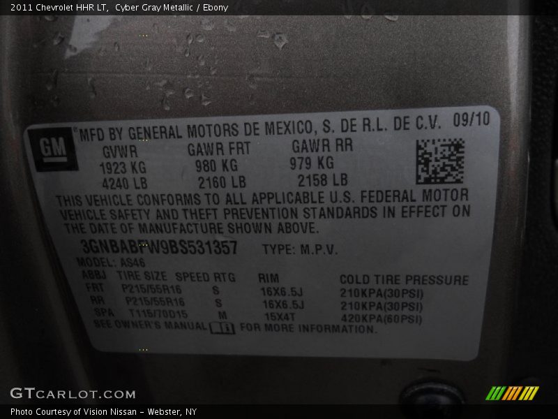 Cyber Gray Metallic / Ebony 2011 Chevrolet HHR LT