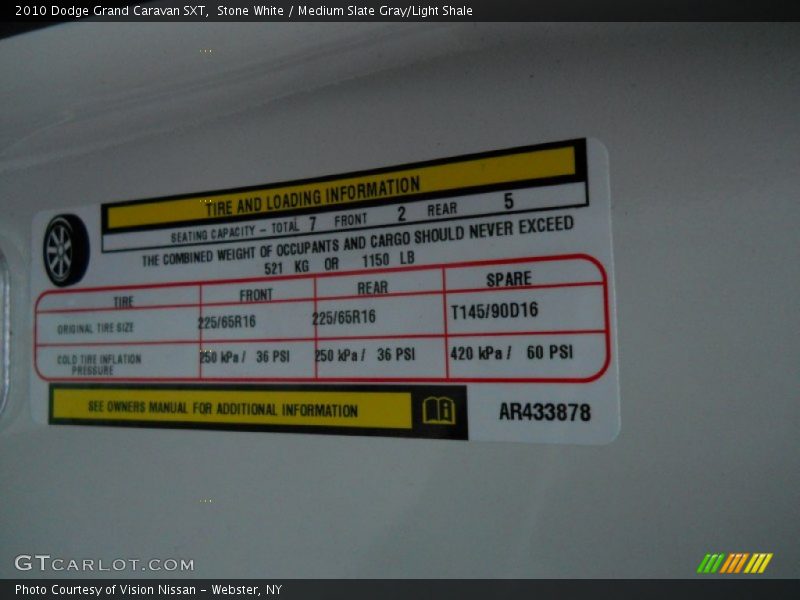 Stone White / Medium Slate Gray/Light Shale 2010 Dodge Grand Caravan SXT